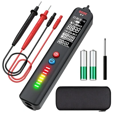 Image of BSIDE EBTN LCD Voltage Detector, 3 Line Display Non Contact AC Tester Pen, Adjustable Sensitivity, Dual Range 6V 1000V/90V 1000V Electricity Sensor Live Wire Checker with Flashlight