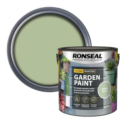 Image of Ronseal RSLGPSG25L GPSG25L Garden Paint Sapling Green 2.5 Litre