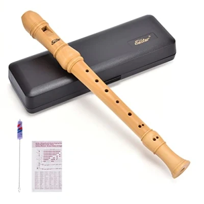 Image of Eastar Soprano Recorder Instrument for Kids Adults Beginners, Baroque Fingering C Key Maple Wooden Recorder, 3 Piece With Hard Case, Chart, Cleaning Kit, ERS 31BM