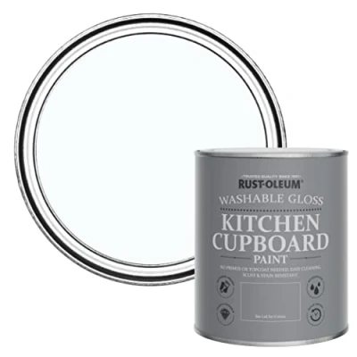 Image of Rust Oleum Blue Kitchen Cupboard Paint in Gloss Finish Icecap 750ml