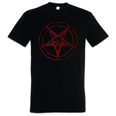 Image of Urban Backwoods Baphomet Pentagram Sign Men T Shirt Black Size M