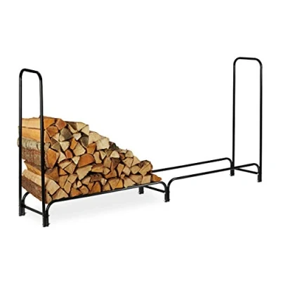 Image of Relaxdays Firewood Rack, Extra Wide, Metal Wood HWD 122 x 245 40cm, Black