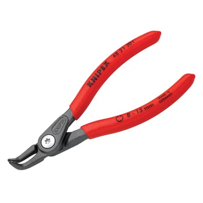 Image of Knipex Precision Circlip Pliers for internal circlips in bore holes grey atramentized, with non slip plastic coating 130 mm (self service card/blister) 48 21 J01 SB