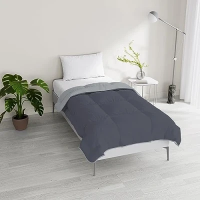 Image of Italian Bed Linen Two Tone Winter Duvet Dreams and Whims, Light Grey/Dark Grey, Double Half Size 200 x cm