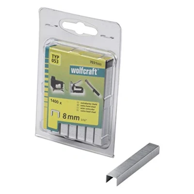 Image of wolfcraft Broad Back Staple, Extra Hard Steel, Type 053 I 7031000 Ideal for Fastening Fabric, Textiles and Thin Strips of Wood