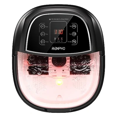 Image of RENPHO Motorized Rollers Foot Spa Massager, Bath with Fast Heating, Automatic Massage, Powerful Bubble Jets, Pedicure for Tired Feet, Adjustable Timer and Temperature,Black