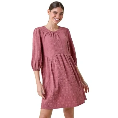 Image of Roman Womens Bubble Textured A Line Stretch Dress Pink Size 18 UK