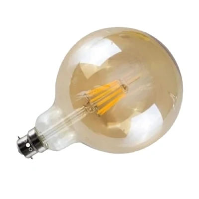 Image of LEDSone B22 LED Light Bulbs 8W G125 Filament Bayonet Bulb 800lm Decorative Vintage Lighting Clear Globe Glass CRI 90+ Warm White 2700K Dimmable Pack of 1