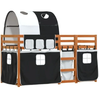 Image of vidaXL Bunk Bed without Mattress White&amp;Black 75x190 cm Small Single Solid Wood Pine