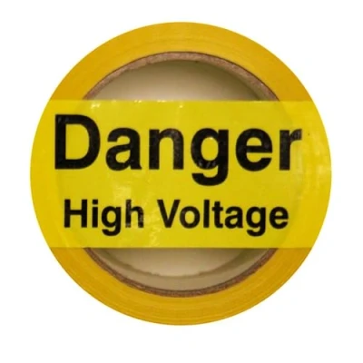 Image of iSigns Warning Tape (Danger High Voltage), 1 Roll, Self Adhesive Voltage Tape, Laminated, 48mm x 33m