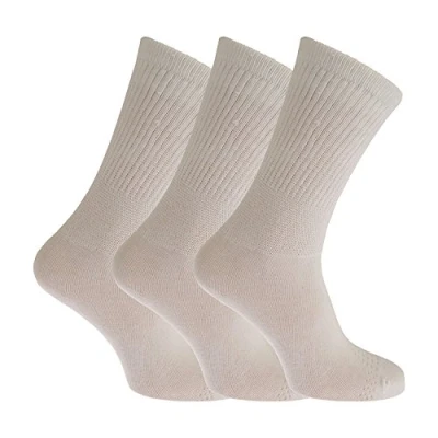 Image of 3x Pairs of Mens Extra Wide Comfort Fit &#039;Wide Feet&#039; Diabetic Socks / UK 6 11 Eur 39 45 (White)