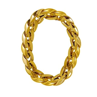 Image of Lizzy Chunky Gold Gangster Pimp Bracelet 90s 70s Hip Hop Halloween Fancy Dress Fashion Costume Accessory Golde Colour Mens Hand Jewelery Unisex Womans Adult