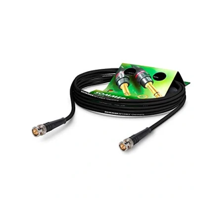 Image of Sommer Cable BNC Coaxial Video 75 Ω HD/3G/6G/12G SDI / 4K UHD SC Vector 0.8/3.7 BNC/BNC Hicon Black 98ft (30m) Made in Germany by