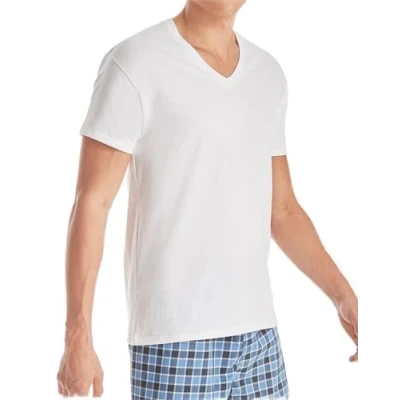 Image of Hanes Mens Moisture Wicking V Neck Undershirt 3 Pack, XL, White, White