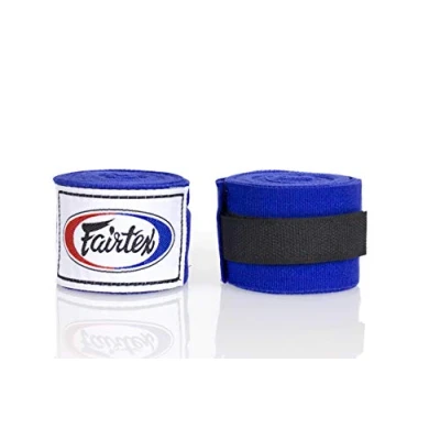 Image of Fairtex HW2 Elastic Cotton Handwraps, 120&#039; and 180&quot; Full Length Hand Wraps Many Colors (Blue, 180&quot;)