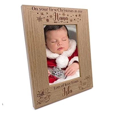 Image of Personalised My First Christmas as Nana portrait Photo Frame Keepsake FW559 (4 x 6 Inch)