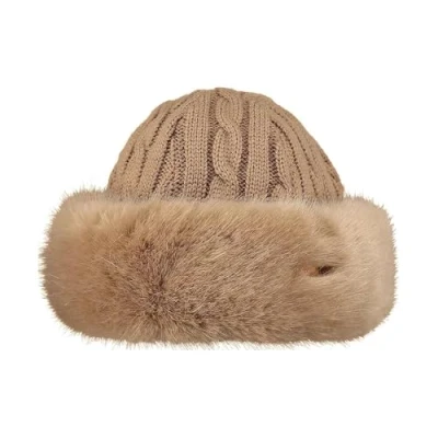 Image of Barts Fur Cable Bandhat Winter Cap, Light Brown, UNI