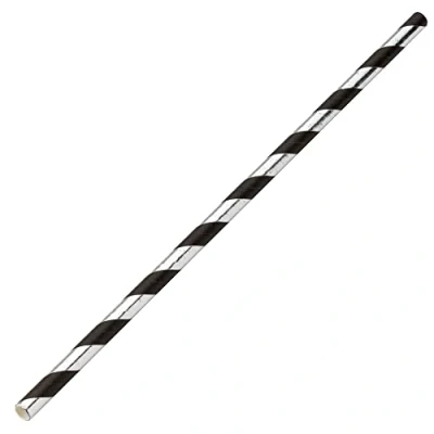 Image of Silver &amp; Black Paper Straws 8inch Case of 6000