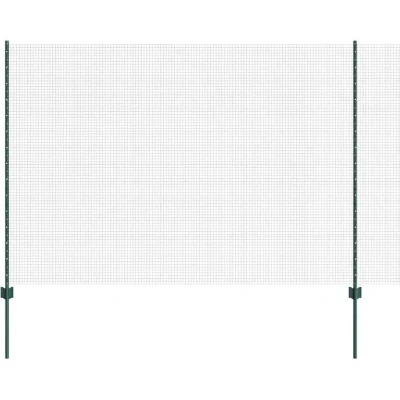 Image of vidaXL Welded Wire Fence with 5 U Posts Green 1.6x10 m Steel