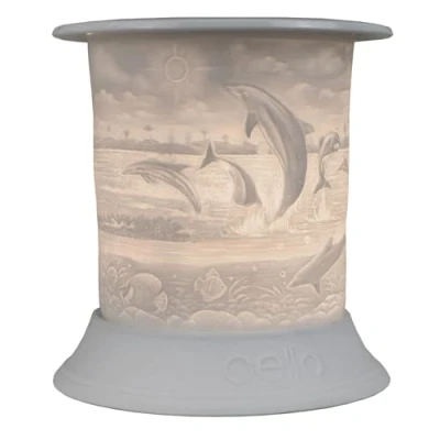 Image of Cello Porcelain Straight Electric Melt Burner, Dolphin Pattern 1 Wax Burners Safe For Use Around Children And Pets As A Burner Or An Oil Transform Your Home Fragrance.