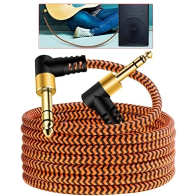 Image of SANRLO Musical Instruments,Guitar Lead/Instrument Cable, Professional Noiseless Gold Plated Guitar Cable Cord 1/4&quot; Straight to