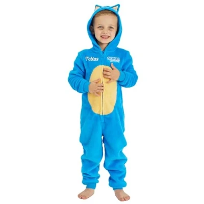 Image of Sonic The Hedgehog Personalised Boys Hooded Onesie (UK, Age, 9 Years, 10 Regular, Sonic)
