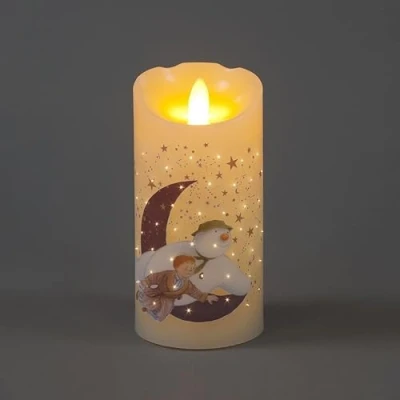 Image of Christmas Decoration The Snowman &amp; James Flying Warm White LED Wax Candle 15cm
