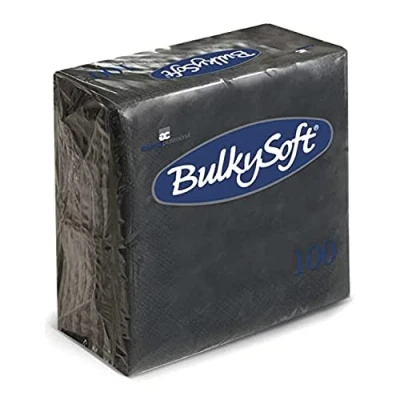 Image of BULKY Soft Cocktail Napkins 2 PLY 4 FOLD 24CM X 100/PK Black