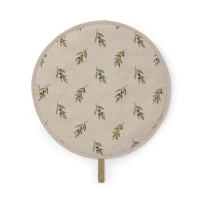Image of Olive Linen Circular Hob Cover