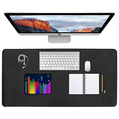 Image of Albert Austin PVC Desk Mat Large Durable Waterproof Scratch Resistant Protector Heat Pad for Laptop Mouse Keyboard Writing Home Office Use Double Sided Black and Grey