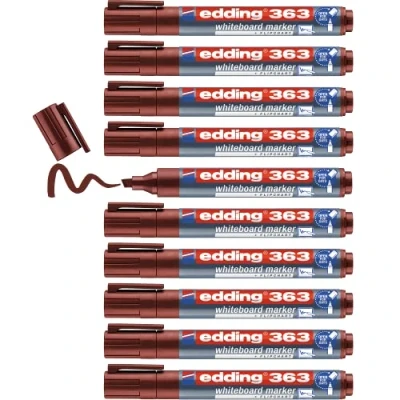 Image of edding 363 whiteboard marker brown 10 pens chisel tip 1 5 mm pen dry wipe for whiteboards, flipcharts, pinboards, magnetic and memo boards sketchnotes