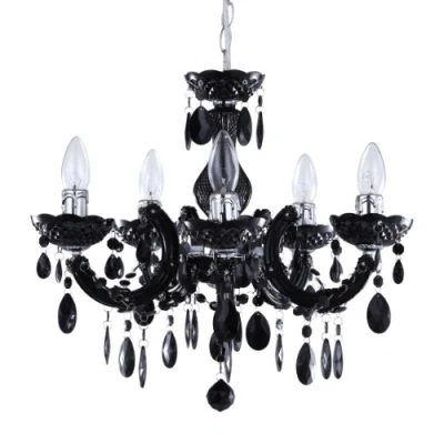 Image of LITECRAFT Marie Therese Chandelier Ceiling Light Crystal Effect 5 Arm (Black)
