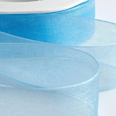 Image of Italian Options Organza Chiffon Ribbon, 25mm x 20 Metre Roll, Blue