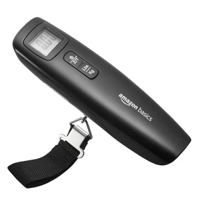 Image of Amazon Basics Digital Luggage and Suitcase Scale with Tare Function 110 Pound / 50 Kilogram Capacity, Battery Included, Black