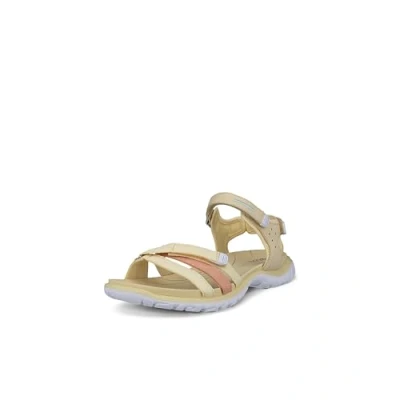 Image of ECCO Women&#039;s Offroad Roam Sport Sandal, Straw/Bright White/Dusty Peach Nubuck, 6 6.5