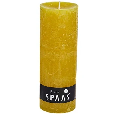 Image of Spaas Rustic Unscented Pillar Candle 68/190 mm, 95 Hours, Autumn Yellow