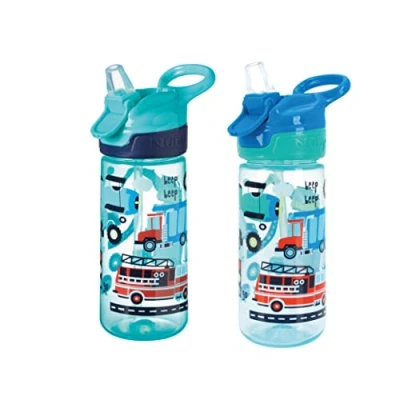 Image of Nuby Super Quench Water Bottle No Spill Active Toddler Sippy Cup540ml/19oz Carry HandleFreeflowDishwasher and Steriliser SafeSuitable Beaker for 18 Months Plus (Traffic, Pack of 2), 048526890491