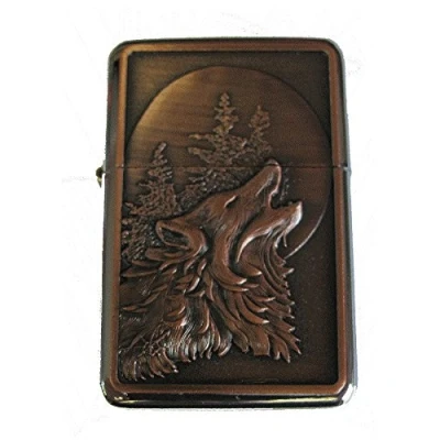 Image of Lucy G WOLF DESIGN 1 PETROL LIGHTER IN GIFT TIN (CHROME)