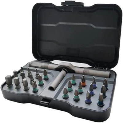 Image of Screwdriver Sets 24 in 1 Precision Bit Set Small Duka Tools Ratchet Repair Tool Kit with Detachable Handle for Eyeglass Watch Computer Electronics