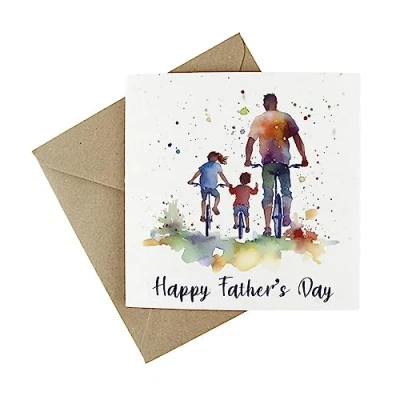 Image of Plantable Fathers Day Card Eco Friendly Wildflower Seed Greeting Happy Bicycle Ride