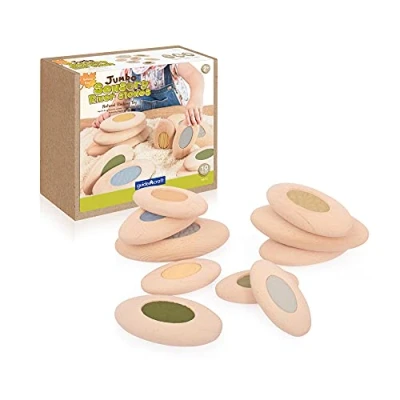 Image of Guidecraft Sensory Blocks Stackable Jumbo Wood River Stones, Multicolor (XGC G6773)