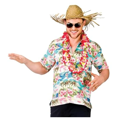 Image of Wicked Costumes Mens Pink Flower Hawaiian Party Shirt X Large