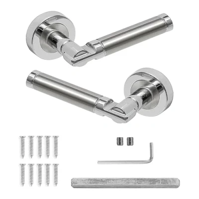 Image of Decoranddecor Internal Door Handles Italian Designer Lever On Rose (Brushed Chrome)