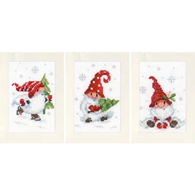 Image of Vervaco PN 0189708 Cross Stitch Set, Greeting Cards, Counted Pattern, Cotton, Multi Colour, 10.5 x 15 cm, 3 Quantities