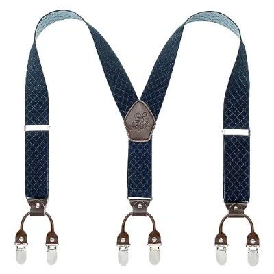 Image of KANGDAI Mens Braces Y Style One Size Adjustable Suspenders Trouser Salopette Strong Metal Clips