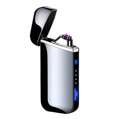 Image of Saibit Electric Lighter, Electronic Dual Arc Lighter Windproof Safety Flameless with USB Rechargeable for Cigarette, Candle, Home Kitchen BBQ Camping Stove (Black)