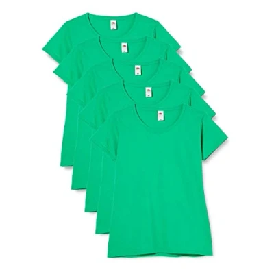Image of Fruit of the Loom Women Valueweight 5 T Shirt, Green (Kelly 47), 18 (Manufacturer Size:2XL/18) pack