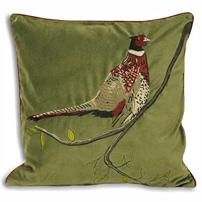 Image of Riva Home Hunter Velvet Cushion Cover, Green, 45 x 45cm