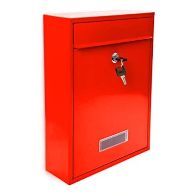Image of Relaxdays Mailbox/Letterbox Lockable Door, Red