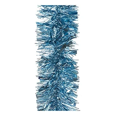 Image of 2 Metre Deluxe Chunky Fluffy Tinsel Bright and Classic Christmas Colours 6 Foot 7&quot; Long Thick Thin 6ply Foil Metallic Many (Blue)